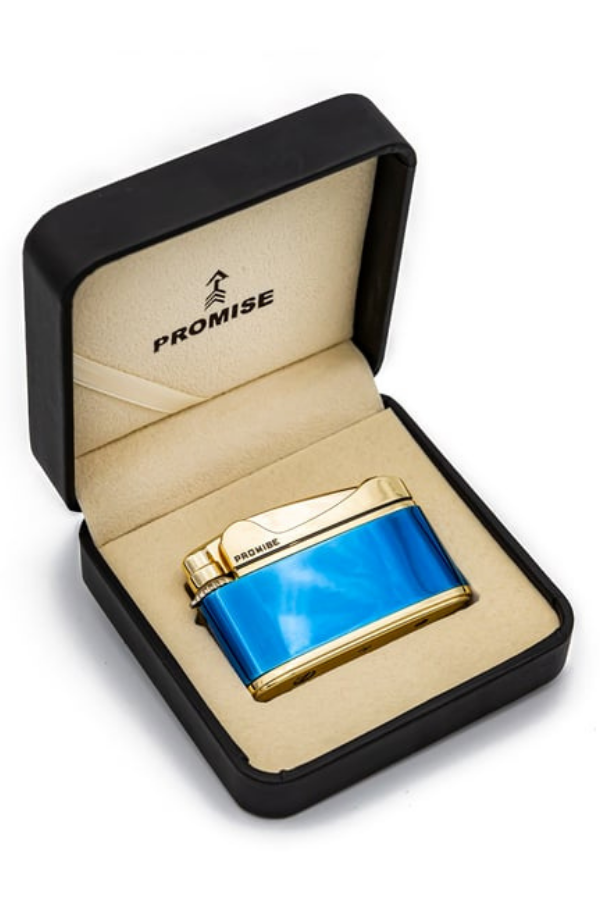 TR8647,Promise Soft Flame Lacivert Gold Metal Çakmak