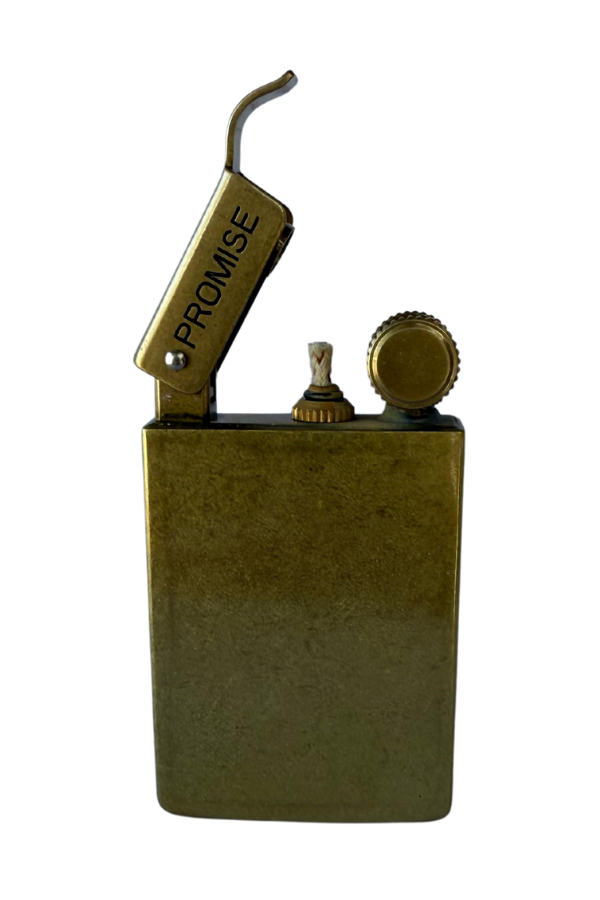 TR8602,Promise Fırçalı Gold Kapaklı Tek Alevli Metal Benzinli Çakmak