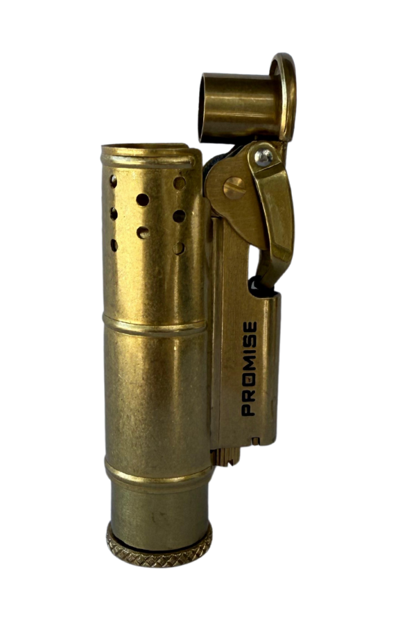 TR8604,Promise Fırçalı Gold Kapaklı Metal Tek Alevli Muhtar Çakmağı