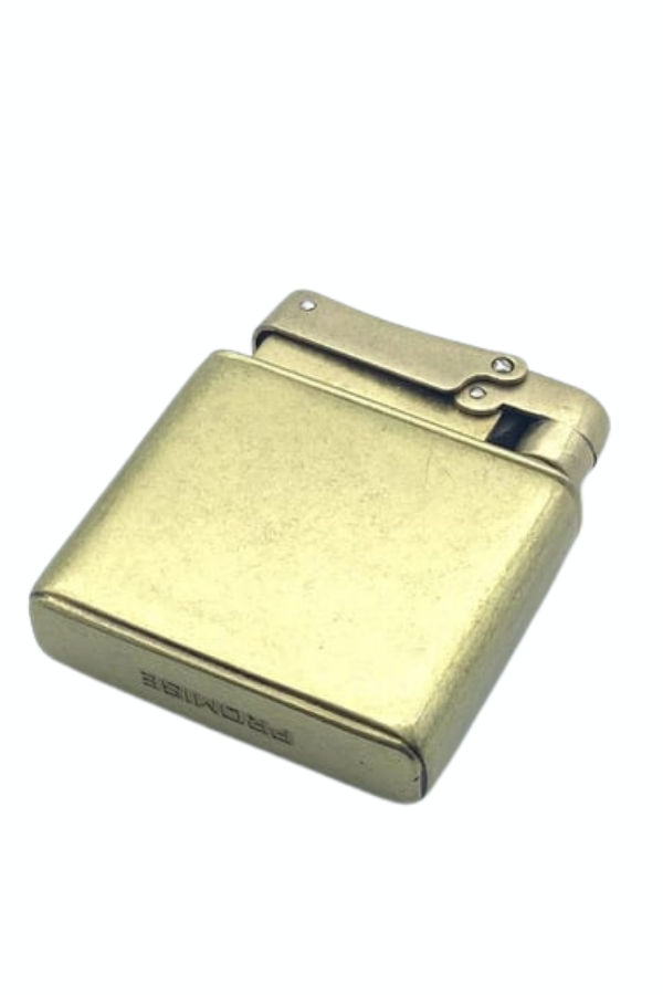 TR8613,Promise Tek Alevli Fırçalı Gold Metal Benzinli Çakmak
