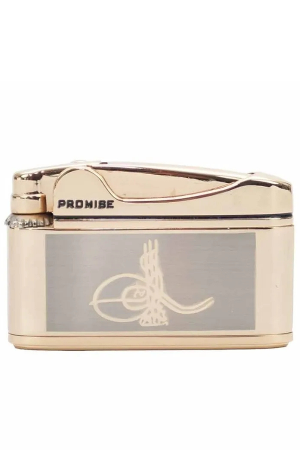 TR8652,Promise Soft Flame Gold Tuğra Desenli Metal Çakmak