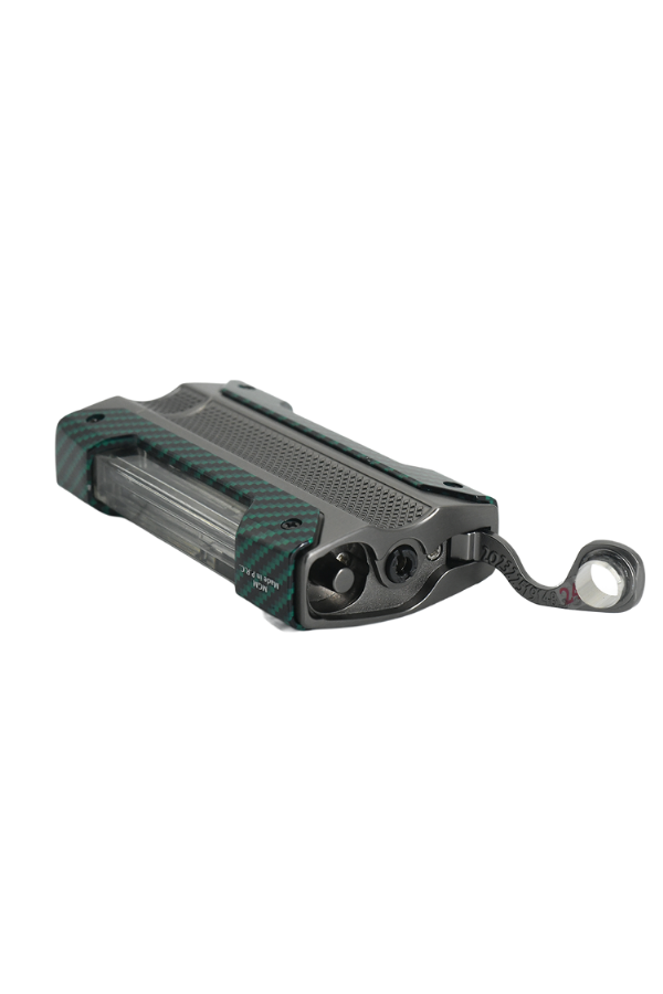 TRZ1027,Quantoro Tek Torch Pürmüz Gunmetal Yeşil-Karbon Metal Puro Çakmağı