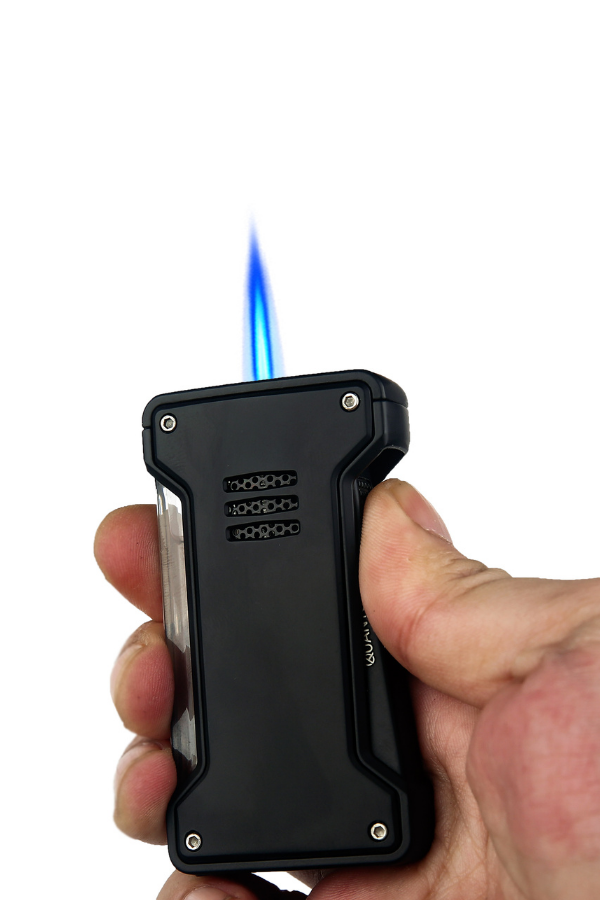 TRZ1022,Quantoro Tek Torch Pürmüz Siyah Metal Puro Çakmağı