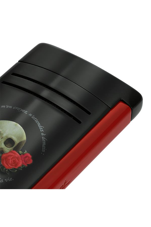 TR7387,S.T. Dupont Maxijet Memento Mori Siyah-Kırmızı Puro Çakmağı 20394