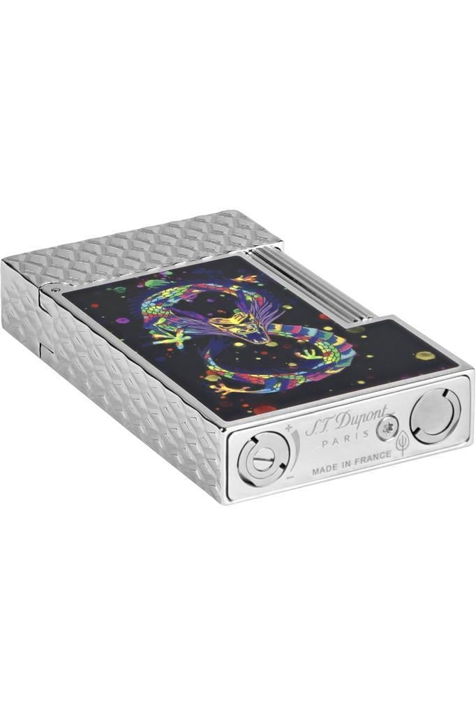 TR6649,S.T. Dupont Ligne 2 Dragon Siyah/Paladyum Puro Çakmağı 16527