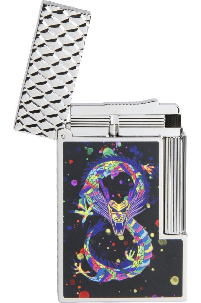 TR6649,S.T. Dupont Ligne 2 Dragon Siyah/Paladyum Puro Çakmağı 16527