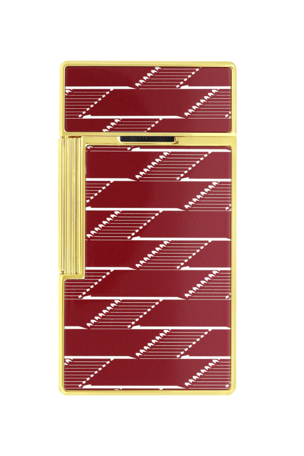 TR8433,S.T. Dupont Lacquered Biggy Monogram Kırmızı Puro Çakmağı 25078