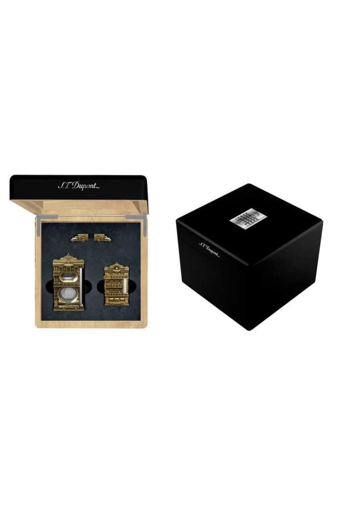 TR6616,S.T. Dupont Partagas Le Grand Çakmak - Düz & V Kesici - Kol Düğmesi Premium Paladyum Set