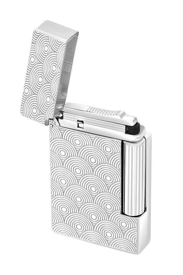 TR7476,S.T. Dupont Initial Guilloche Gümüş Daire İşlemeli Puro Çakmağı 20844