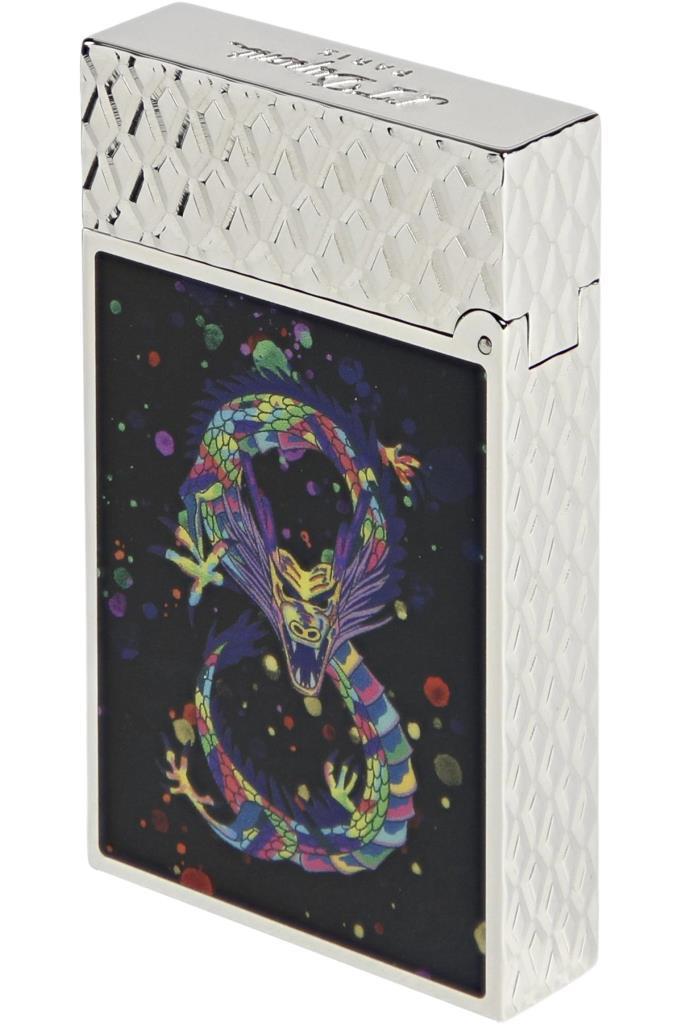 TR6649,S.T. Dupont Ligne 2 Dragon Siyah/Paladyum Puro Çakmağı 16527