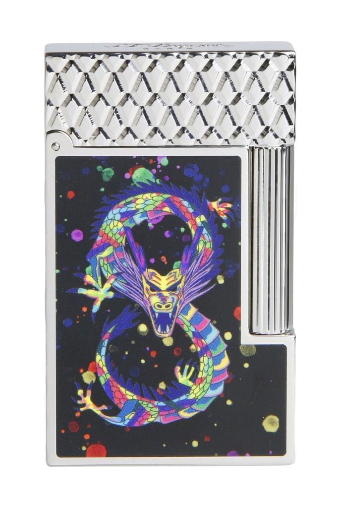 TR6649,S.T. Dupont Ligne 2 Dragon Siyah/Paladyum Puro Çakmağı 16527