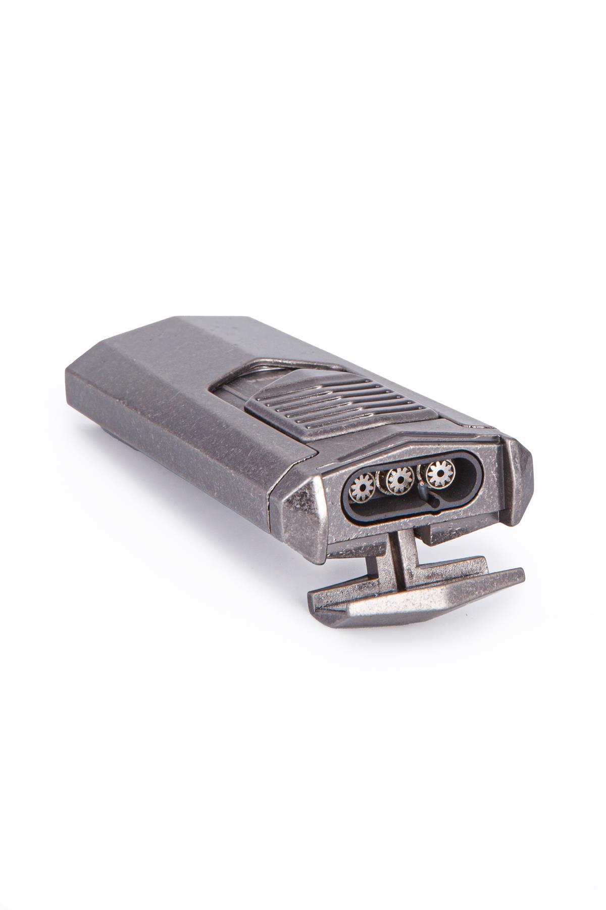 TR7945,Cohiba 3 Torch Pürmüz Fırçalı Gümüş Metal Puro Çakmağı
