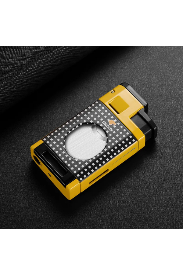 TR7739,Cohiba 3 Torch Pürmüz Limitli Seri Sarı Dahili Kesicili Puro Çakmağı