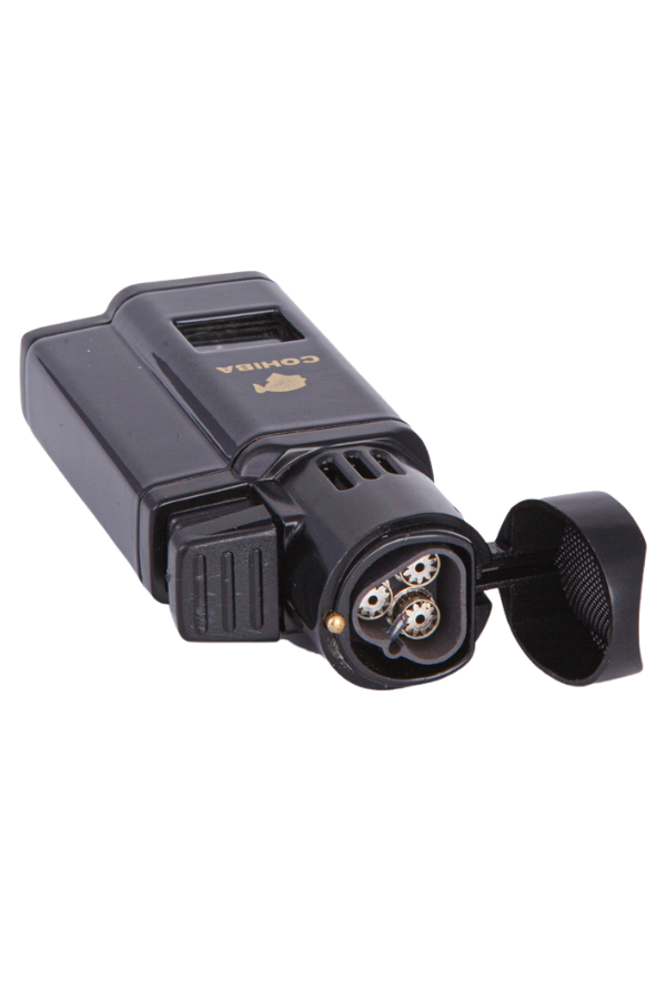 TR7910,Cohiba 3 Torch Pürmüz Siyah Metal Puro Çakmağı