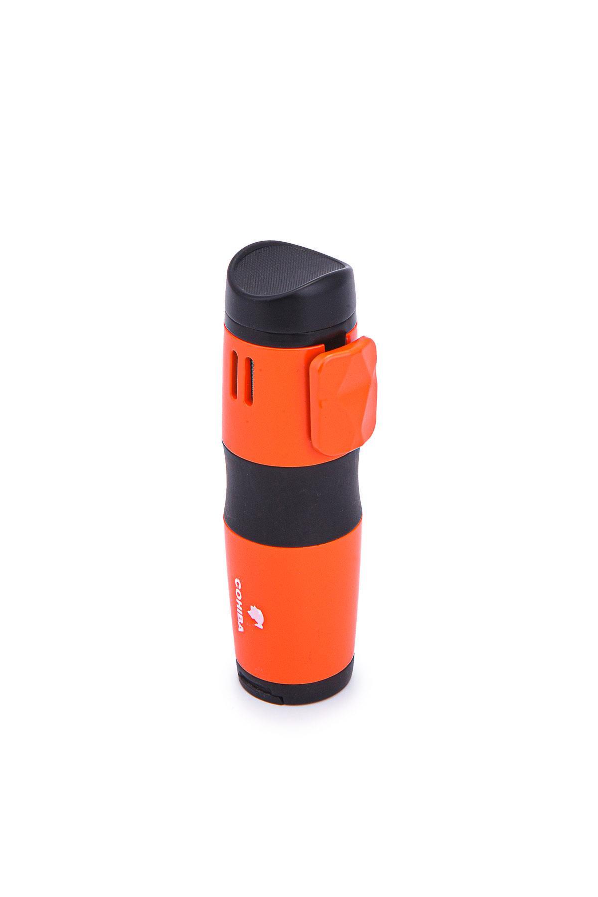 TR7227,Cohiba 3 Torch Pürmüz Turuncu-Siyah Metal Puro Çakmağı