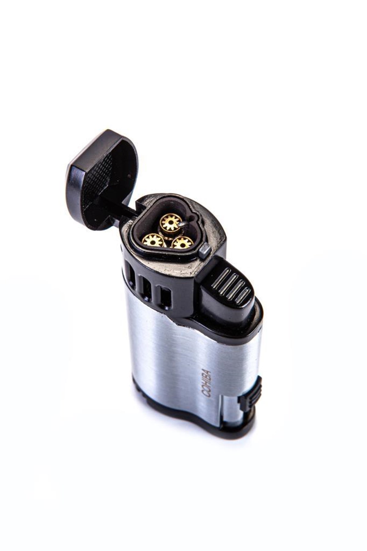 TR2960,Cohiba 3 Torch Gümüş Siyah Desenli Puro Çakmağı