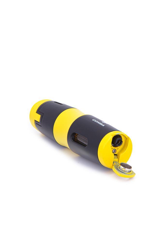 TR7202,Cohiba 3 Torch Pürmüz Sarı-Siyah Metal Puro Çakmağı