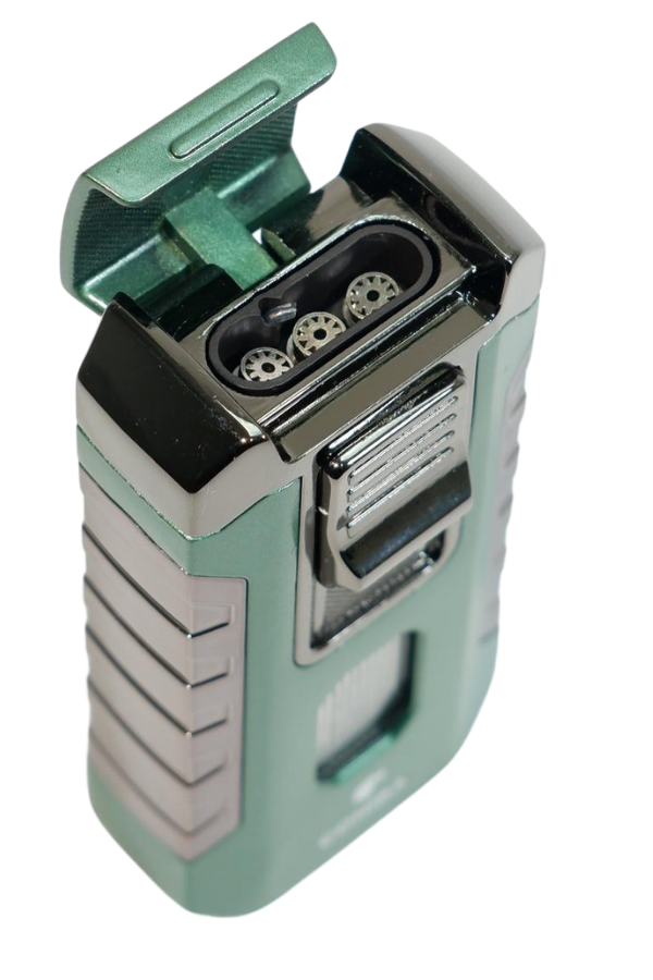 TR9516,Cohiba 3 Torch Pürmüz Yeşil Metal Puro Çakmağı