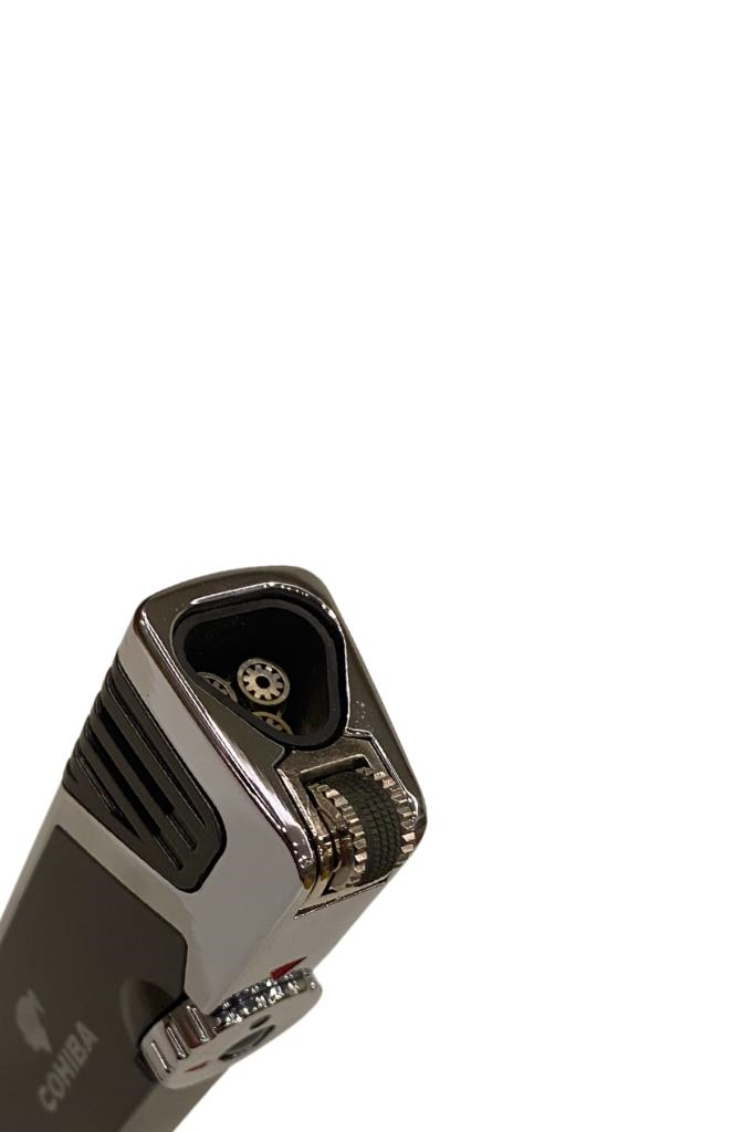 TR6692,Cohiba Gümüş-Gunmetal Dahili Delicili 3 Torch Pürmüz Puro Çakmağı