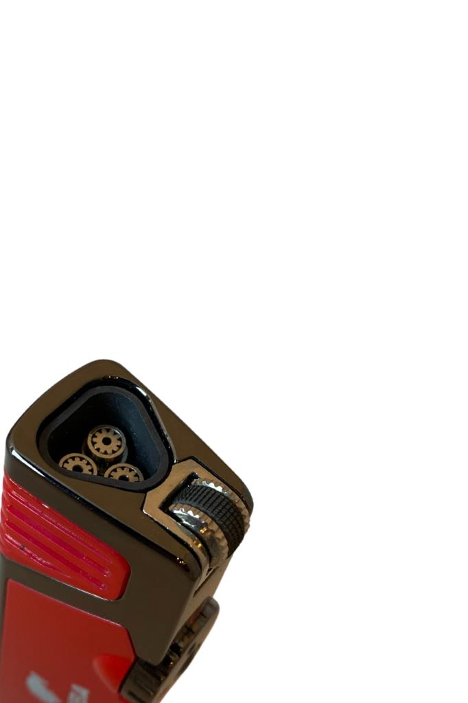 TR6673,Cohiba Gunmetal-Kırmızı Dahili Delicili 3 Torch Pürmüz Puro Çakmağı