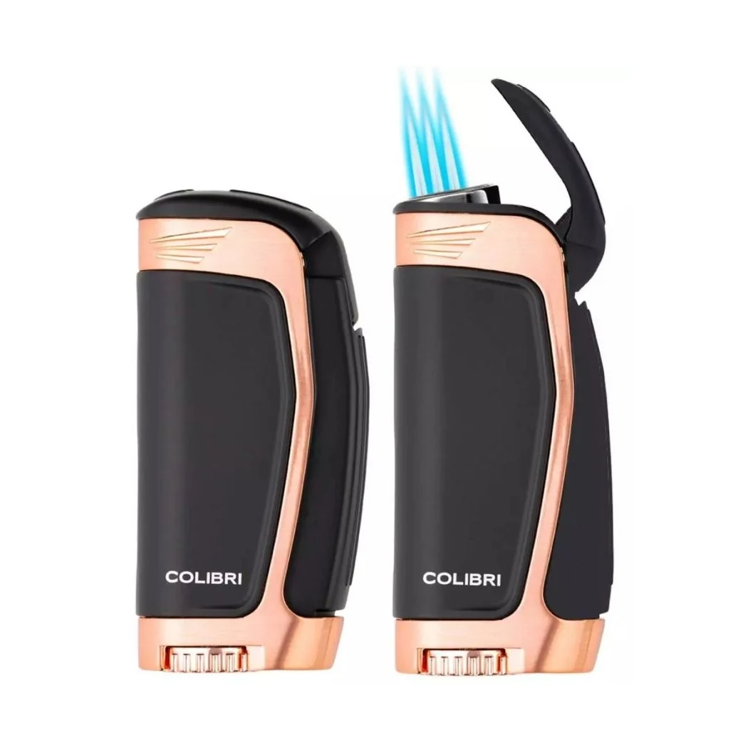 TR9935,Colibri E3 3 Torch Pürmüz Siyah - Rose Gold Puro Çakmağı