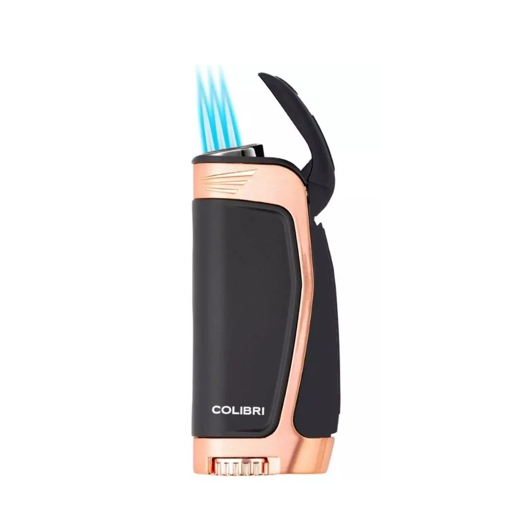 TR9935,Colibri E3 3 Torch Pürmüz Siyah - Rose Gold Puro Çakmağı