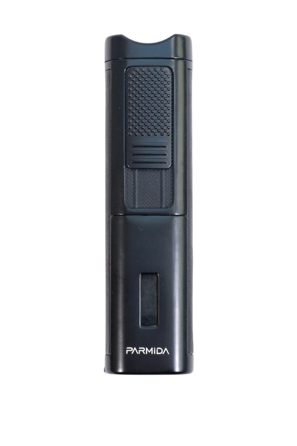 TR9490,Parmida 3 Torch Pürmüz Sehpalı Gövdesi Deri Siyah Metal Puro Çakmağı