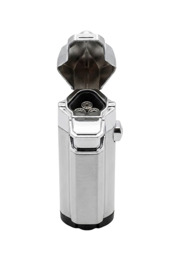 TR9175,Parmida 3 Torch Pürmüz Gümüş Metal Puro Çakmağı