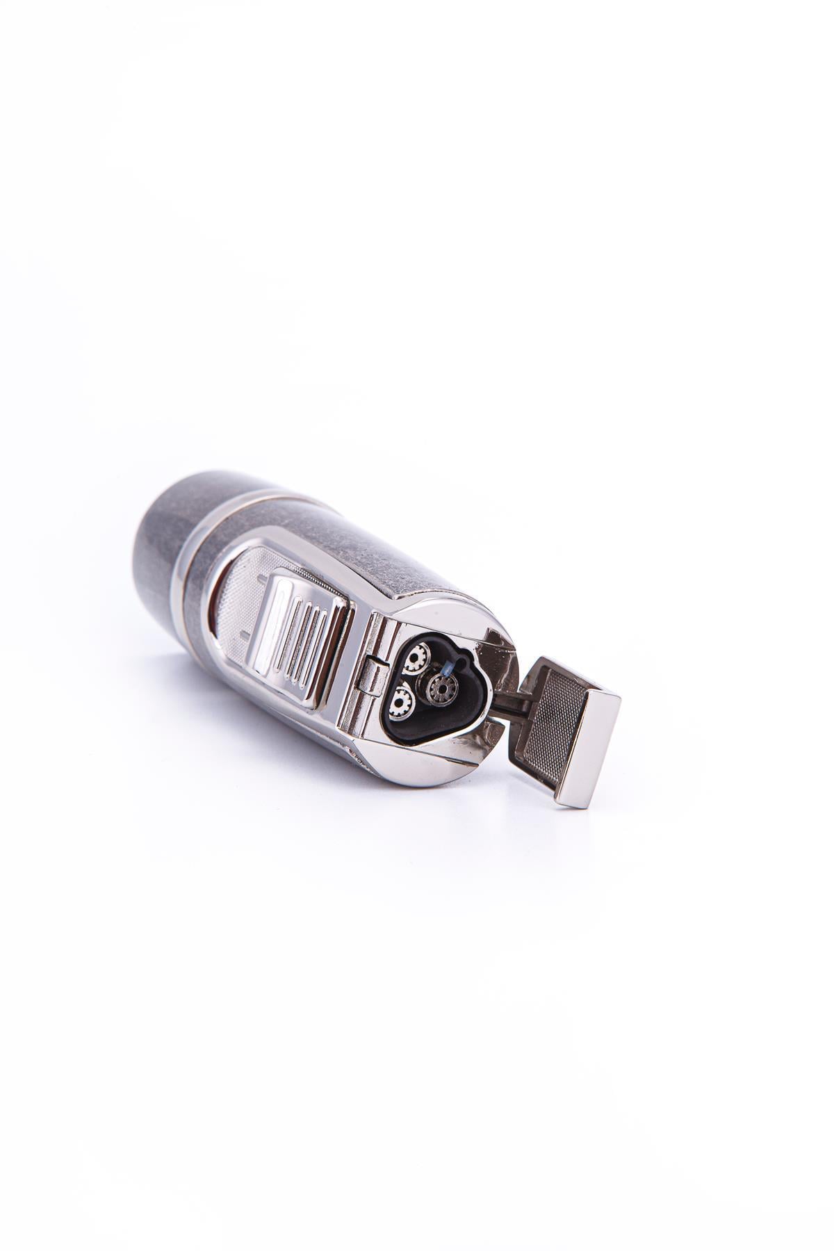 TR7213,Parmida 3 Torch Pürmüz Fırçalı Gunmetal Metal Puro Çakmağı