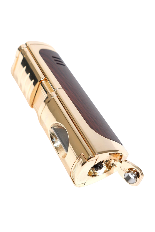 TR9525,Parmida 3 Torch Pürmüz Kesici & Delicili Gold Metal Puro Çakmağı