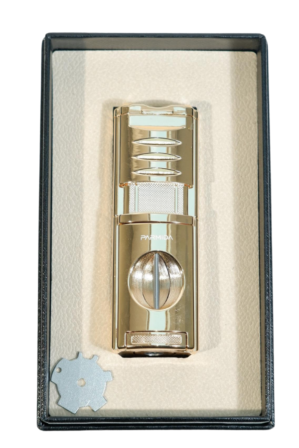 TR9525,Parmida 3 Torch Pürmüz Kesici & Delicili Gold Metal Puro Çakmağı