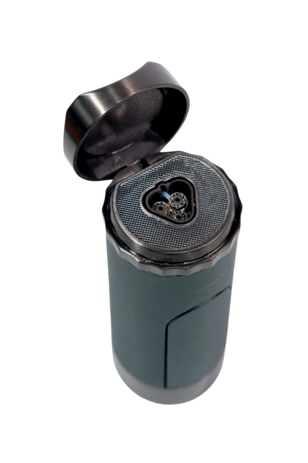 TR8923,Parmida 3 Torch Pürmüz Yeşil Masa Tipi Puro Çakmağı