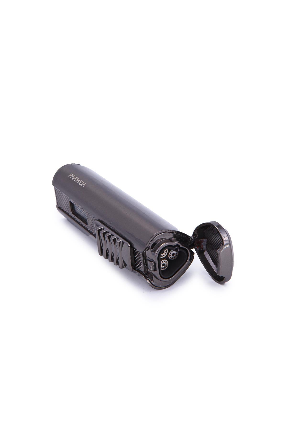 TR7196,Parmida 3 Torch Pürmüz Gunmetal Metal Puro Çakmağı