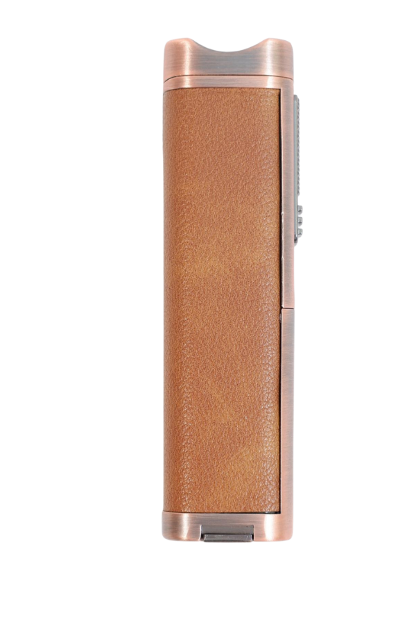 TR9530,Parmida 3 Torch Pürmüz Sehpalı Gövdesi Deri Bronz Metal Puro Çakmağı