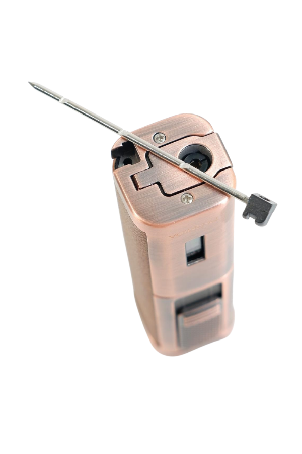TR9530,Parmida 3 Torch Pürmüz Sehpalı Gövdesi Deri Bronz Metal Puro Çakmağı