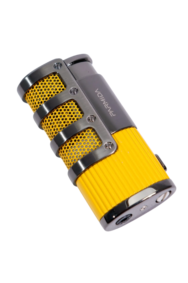 TR9209,Parmida 3 Torch Pürmüz Sarı - Gunmetal Metal Puro Çakmağı