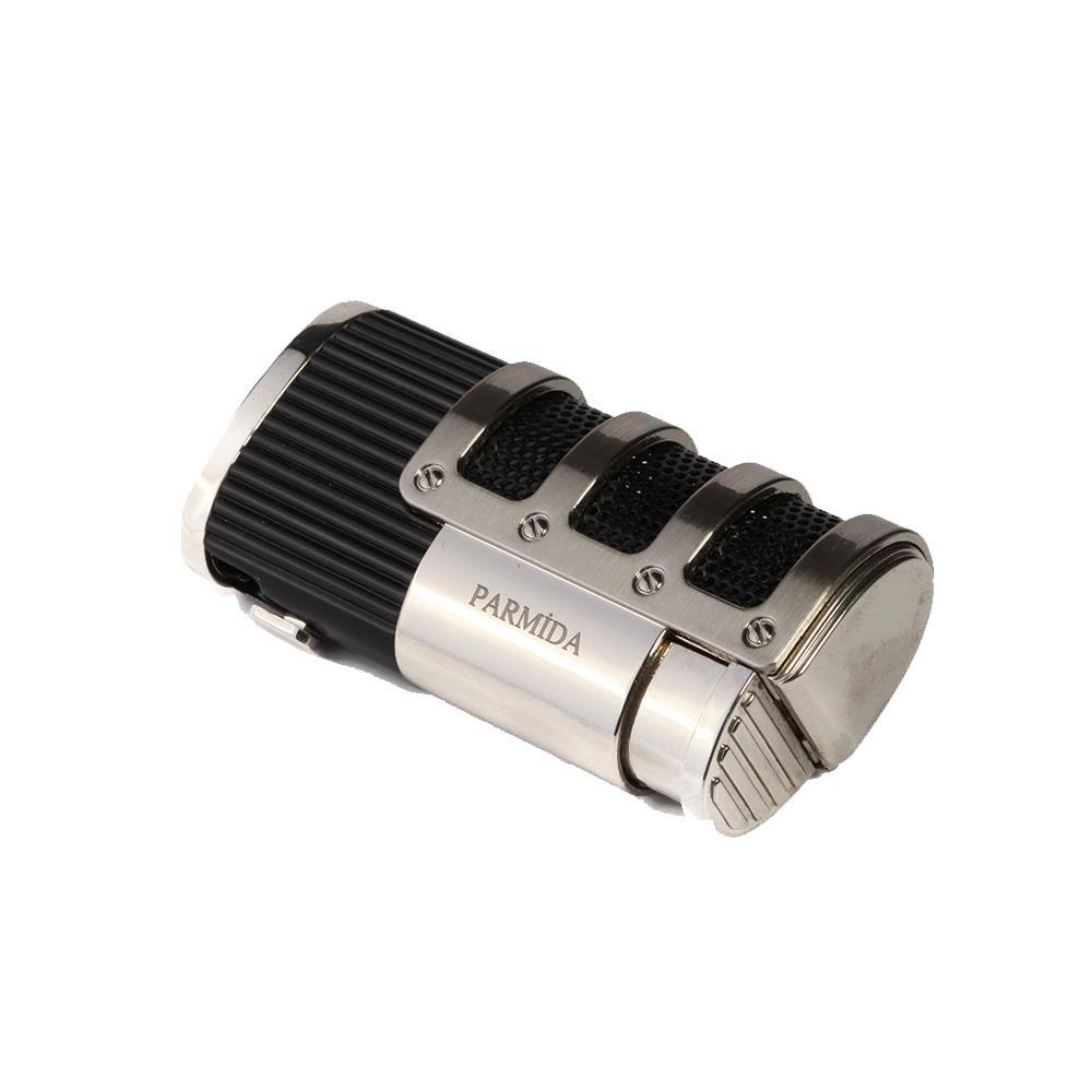 TR7235,Parmida 3 Torch Pürmüz Siyah-Gümüş Metal Puro Çakmağı