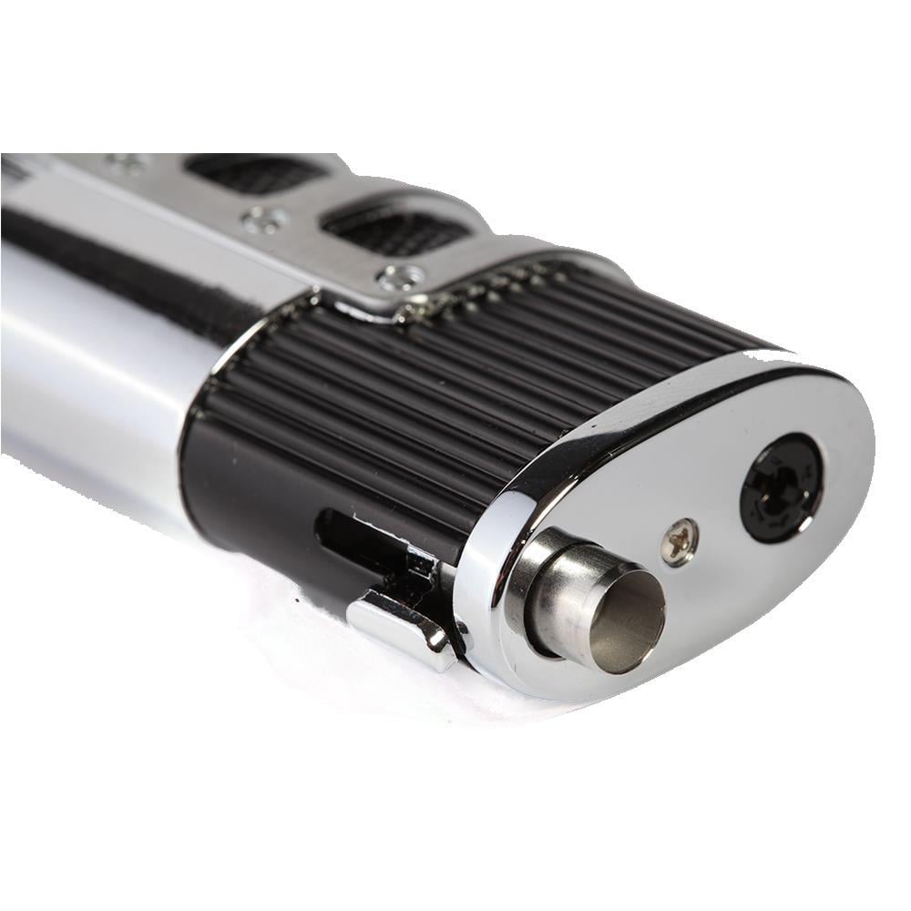 TR7235,Parmida 3 Torch Pürmüz Siyah-Gümüş Metal Puro Çakmağı