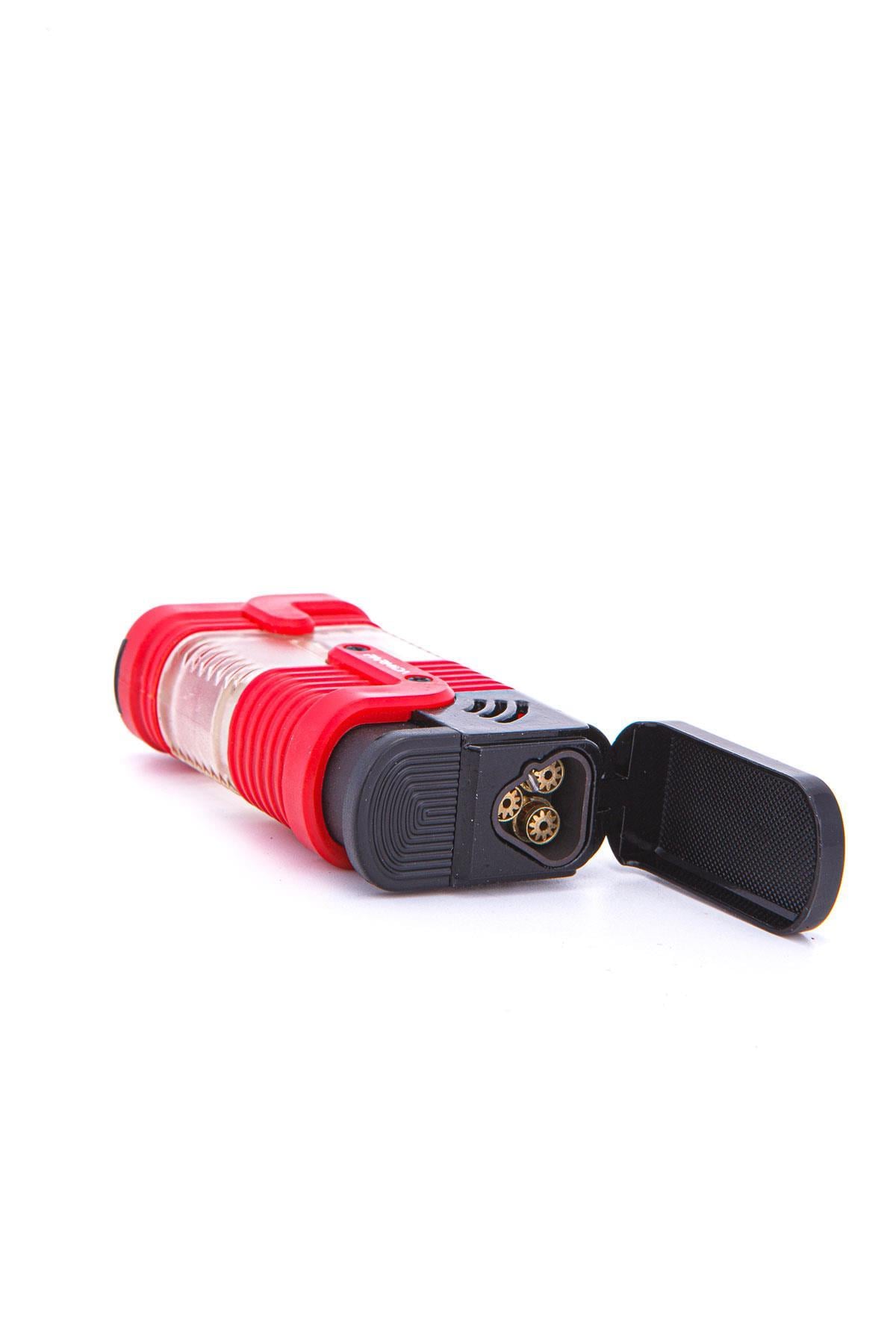 TR7261,Parmida 3 Torch Pürmüz Kırmızı-Siyah Puro Çakmağı