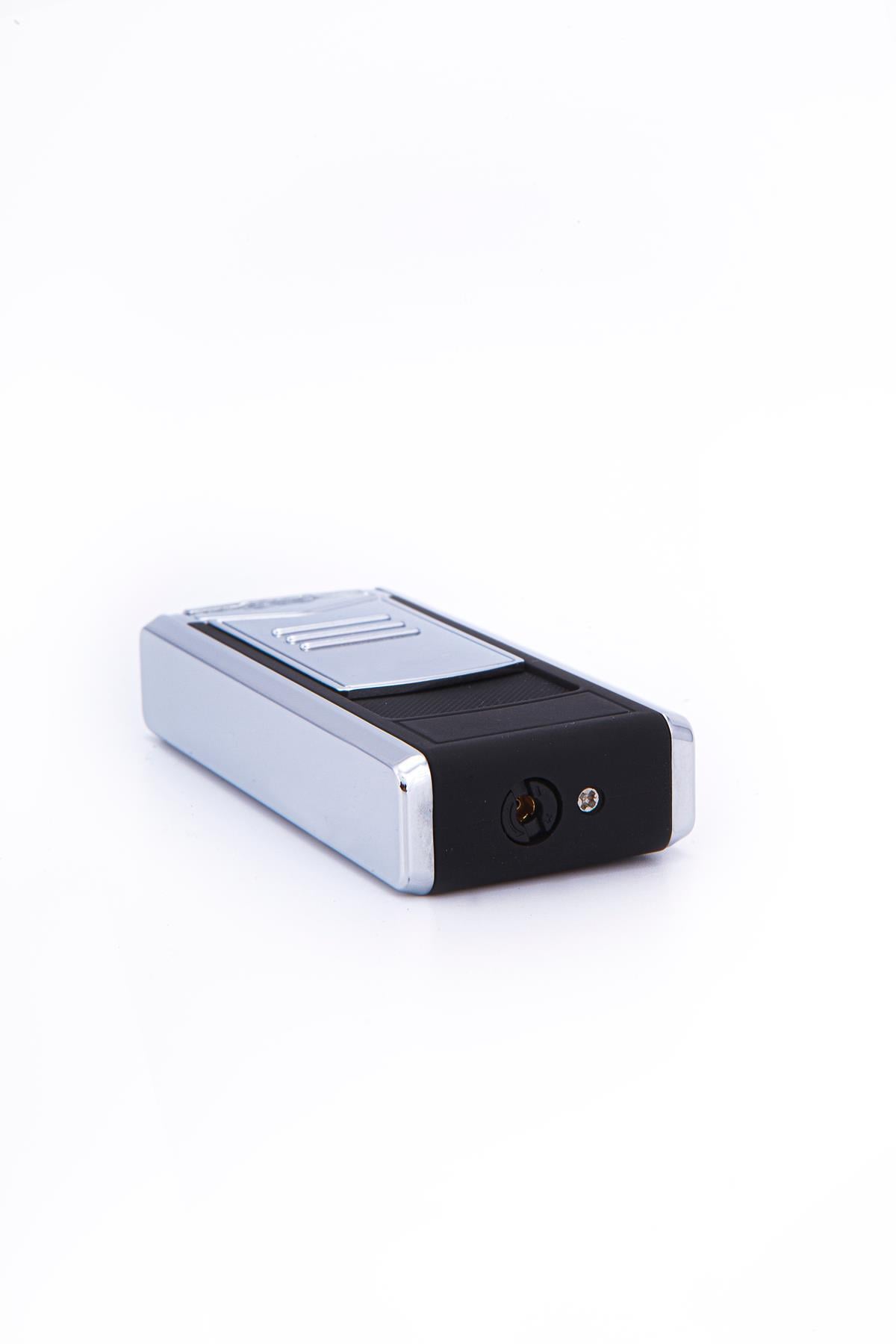 TR7186,Parmida 3 Torch Pürmüz Mat Siyah-Gümüş Metal Puro Çakmağı