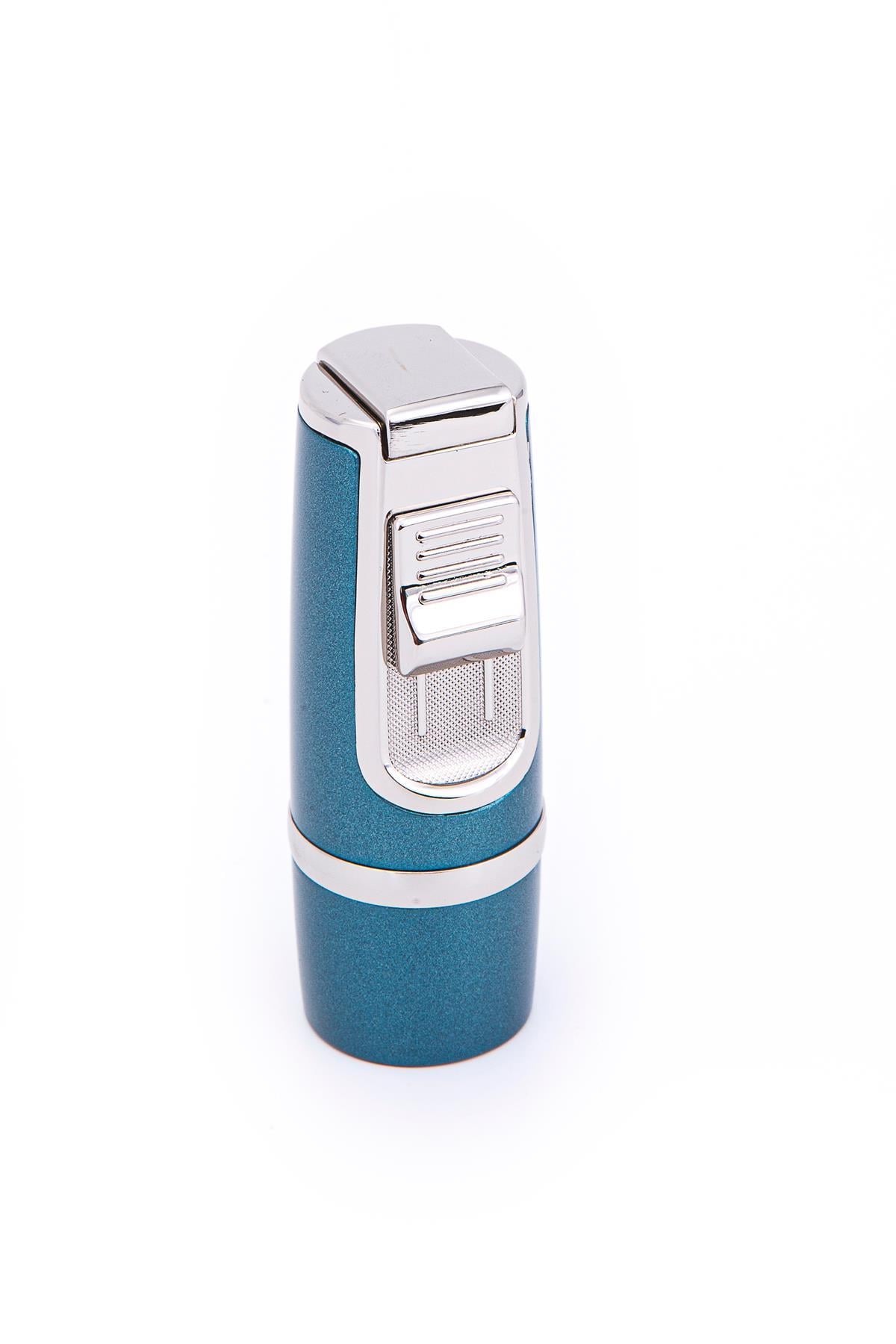 TR7334,Parmida 3 Torch Pürmüz Mavi-Gümüş Metal Puro Çakmağı