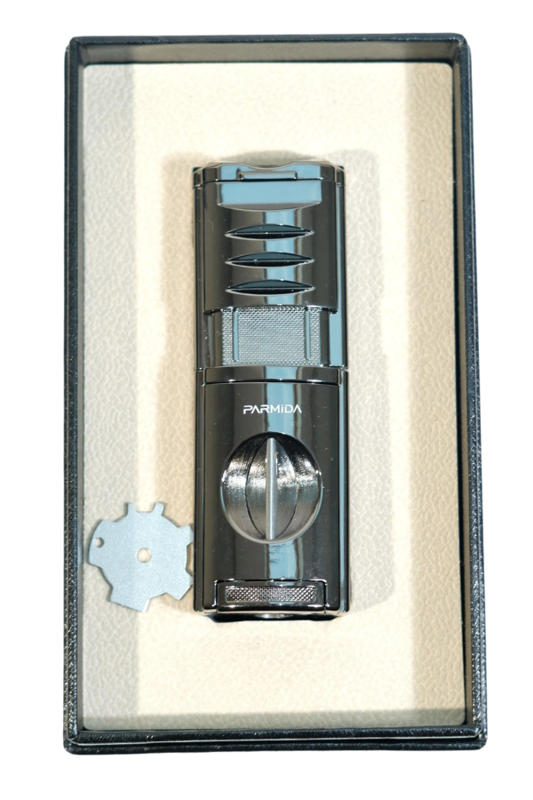 TR9489,Parmida 3 Torch Pürmüz Kesici & Delici & Sehpalı Karbon Desenli Metal Puro Çakmağı