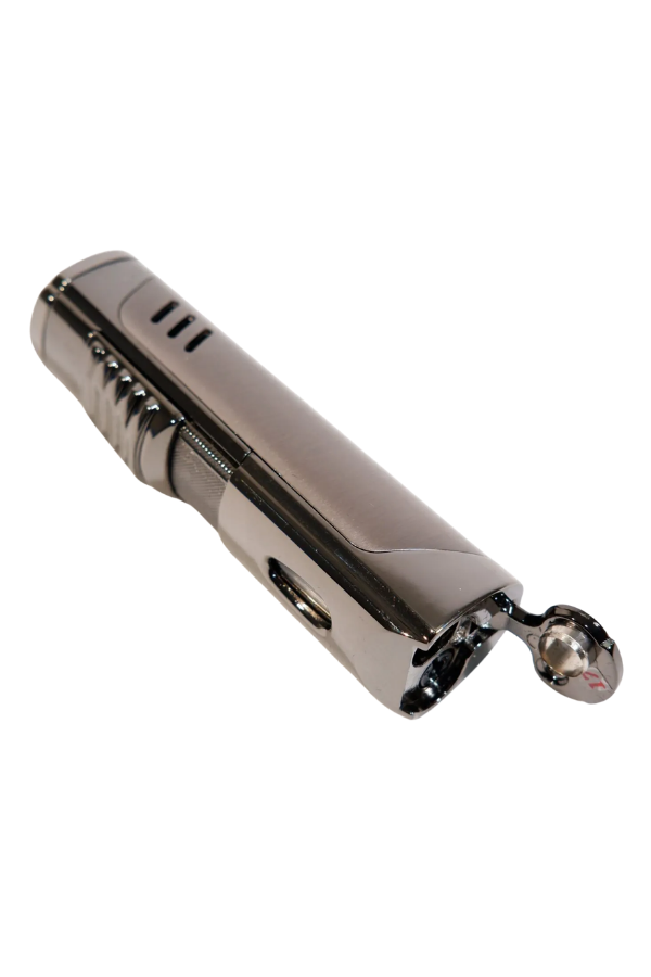 TR10036,Parmida Üç Torch Pürmüz Gunmetal Delicili Metal Puro Çakmağı