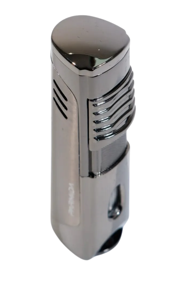 TR10036,Parmida Üç Torch Pürmüz Gunmetal Delicili Metal Puro Çakmağı