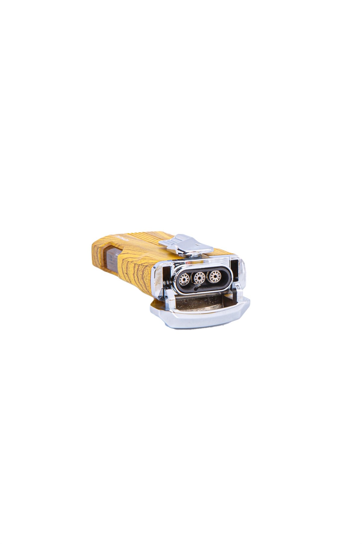 TR4663,Parmida Üç Torch Ahşap Desenli Puro Çakmağı