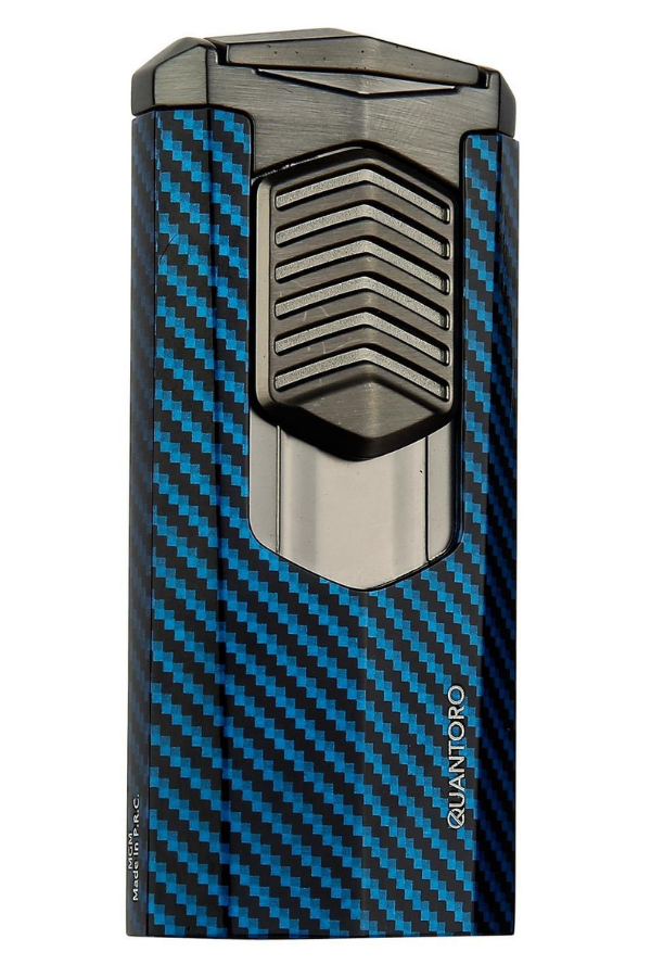 TRZ1010,Quantoro 3 Torch Pürmüz Mavi-Karbon Metal Puro Çakmağı