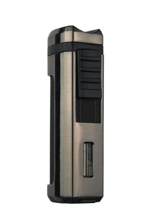 TRZ1039,Quantoro 3 Torch Pürmüz Siyah-Gunmetal Metal Puro Çakmağı