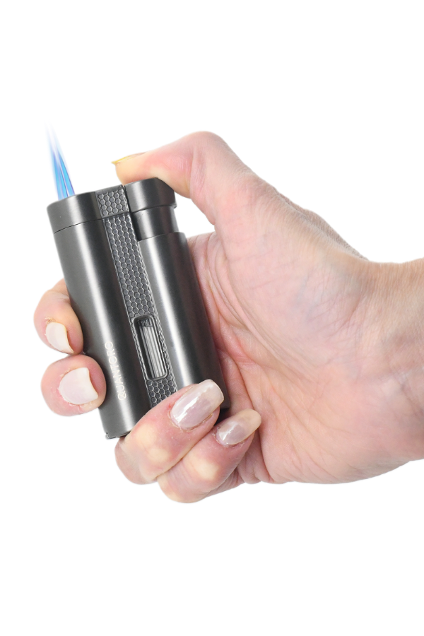TRZ1016,Quantoro 3 Torch Pürmüz Gunmetal Metal Puro Çakmağı