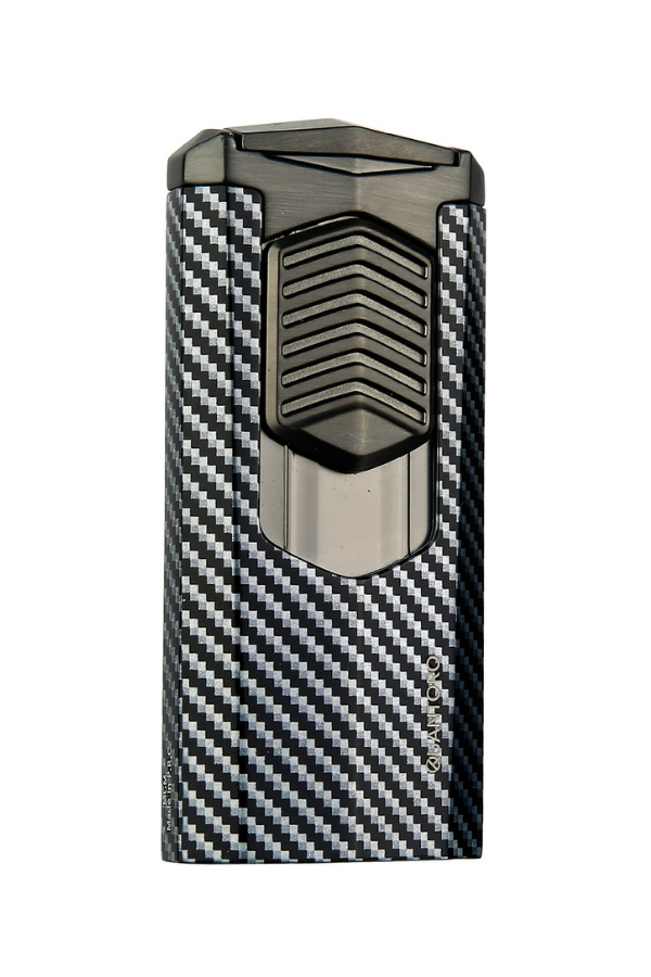 TRZ1007,Quantoro 3 Torch Pürmüz Siyah-Karbon Metal Puro Çakmağı