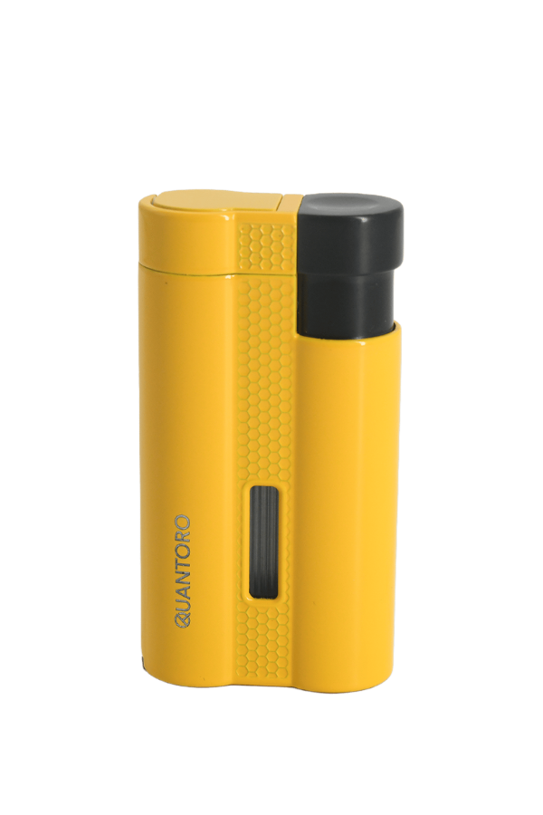 TRZ1015,Quantoro 3 Torch Pürmüz Sarı-Siyah Metal Puro Çakmağı
